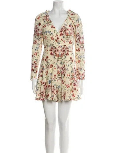 Pre-owned Maje Silk Floral Print Romper In Yellow