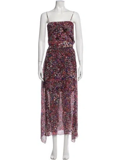 Pre-owned Maje Silk Floral Print Skirt Suit In Pink