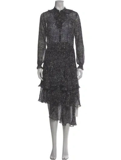 Pre-owned Maje Silk Long Dress In Multi