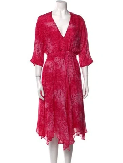Pre-owned Maje Silk Long Dress In Pink