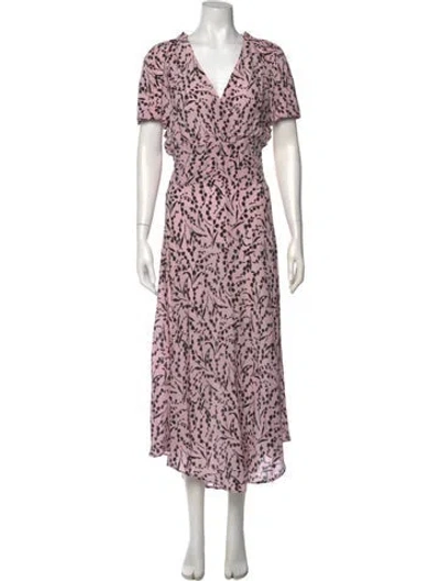 Pre-owned Maje Silk Long Dress In Pink