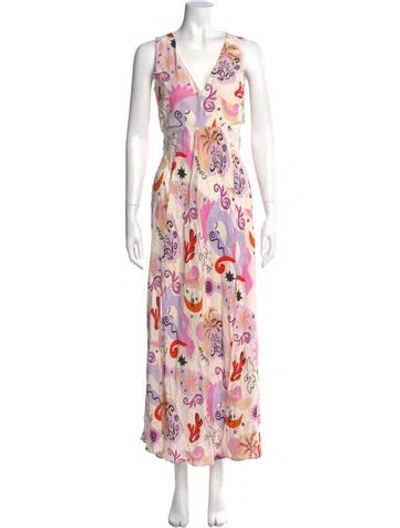 Pre-owned Maje Silk Long Dress In Pink