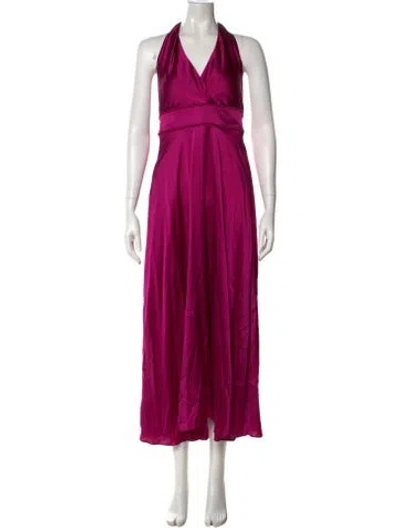 Pre-owned Maje Silk Long Dress In Purple