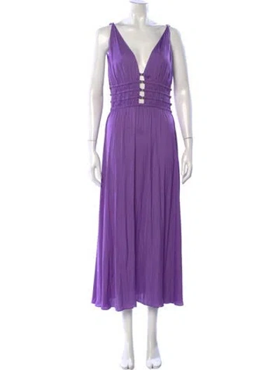 Pre-owned Maje Silk Long Dress In Purple