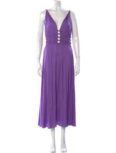 Pre-owned Maje Silk Long Dress In Purple