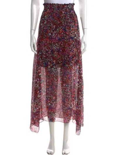 Pre-owned Maje Silk Long Skirt In Purple