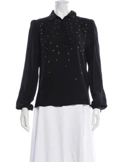 Pre-owned Maje Silk Long Sleeve Blouse In Black