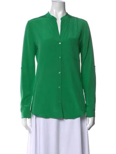 Pre-owned Maje Silk Long Sleeve Blouse In Green