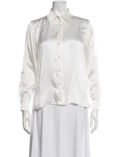 Pre-owned Maje Silk Long Sleeve Blouse In Neutrals