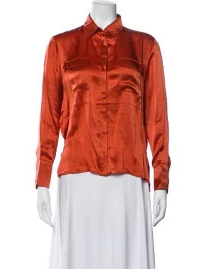 Pre-owned Maje Silk Long Sleeve Blouse W/ Tags In Orange