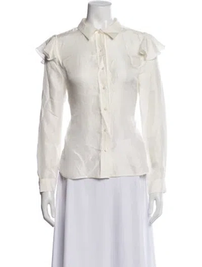 Pre-owned Maje Silk Long Sleeve Blouse In White