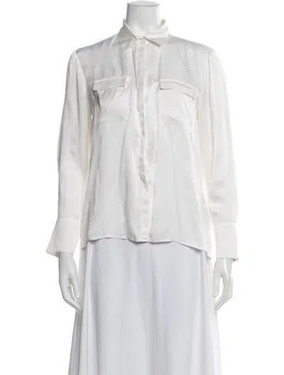 Pre-owned Maje Silk Long Sleeve Blouse In White