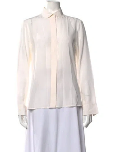 Pre-owned Maje Silk Long Sleeve Blouse In White