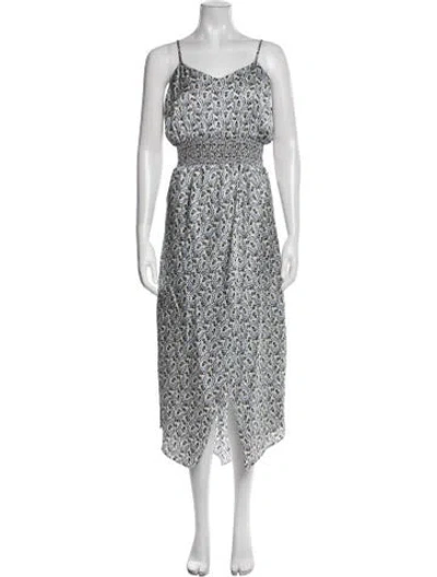 Pre-owned Maje Silk Midi Length Dress In White