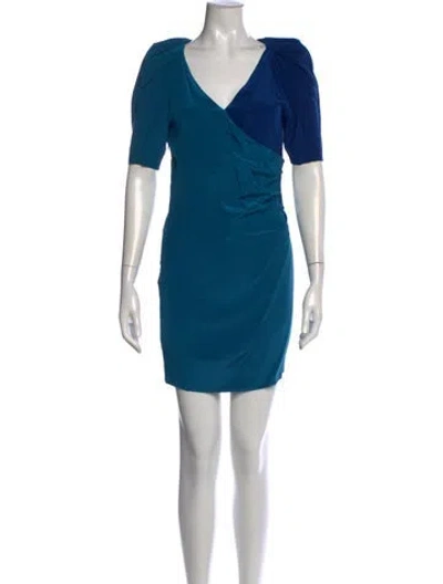 Pre-owned Maje Silk Mini Dress In Blue