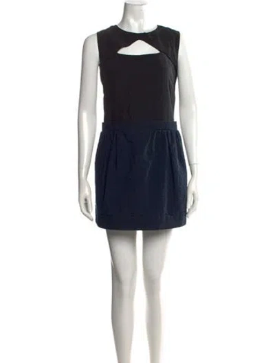 Pre-owned Maje Silk Mini Dress In Blue