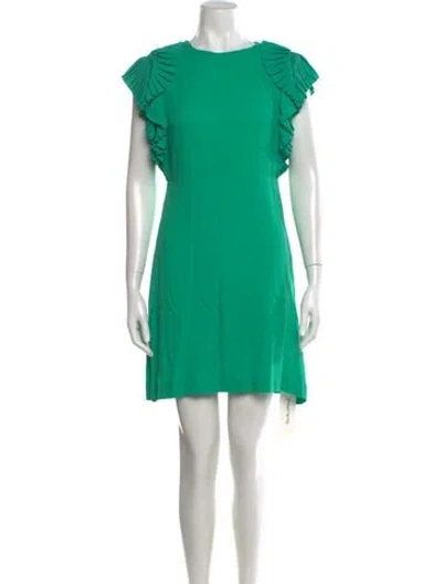 Pre-owned Maje Silk Mini Dress In Green