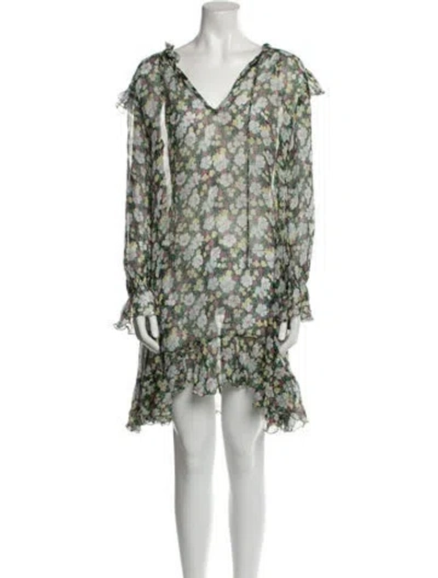 Pre-owned Maje Silk Mini Dress In Multi