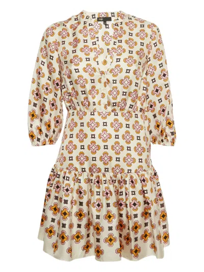 Pre-owned Maje Silk Mini Dress In Neutral
