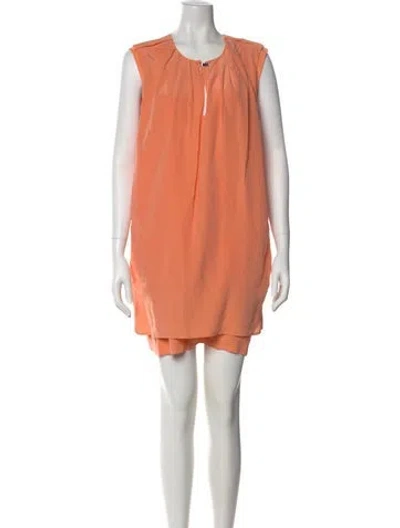 Pre-owned Maje Silk Mini Dress In Orange