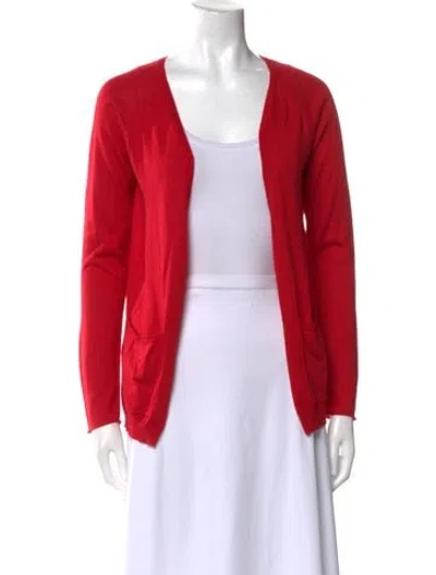 Pre-owned Maje Silk Open Front Sweater In Red
