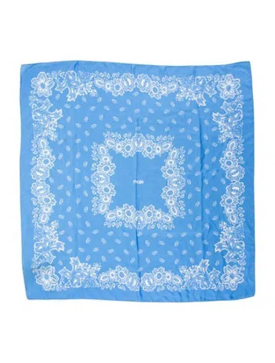 Pre-owned Maje Silk Paisley Print Scarf W/ Tags In Blue/white