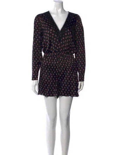 Pre-owned Maje Silk Patterned Romper In Black
