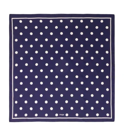 Maje Silk Polka-dot Scarf In Blue