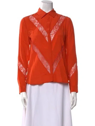 Pre-owned Maje Silk Printed Blouse In Orange