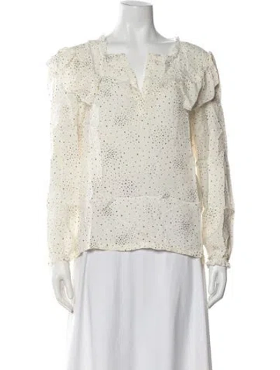 Pre-owned Maje Silk Printed Blouse In White
