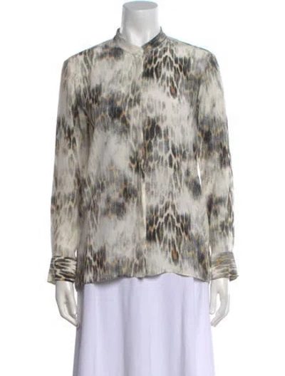 Pre-owned Maje Silk Printed Blouse In White