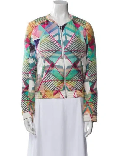 Pre-owned Maje Silk Printed Evening Jacket In Blue