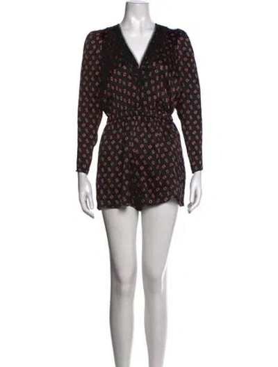 Pre-owned Maje Silk Printed Jumpsuit In Black