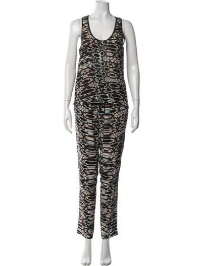 Pre-owned Maje Silk Printed Pant Set In Black