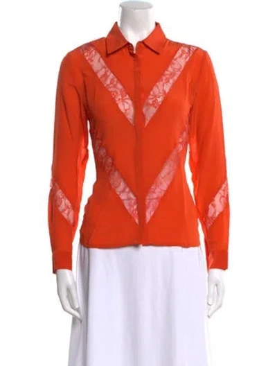 Pre-owned Maje Silk Printed Polo W/ Tags In Orange