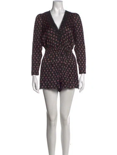 Pre-owned Maje Silk Printed Romper In Black