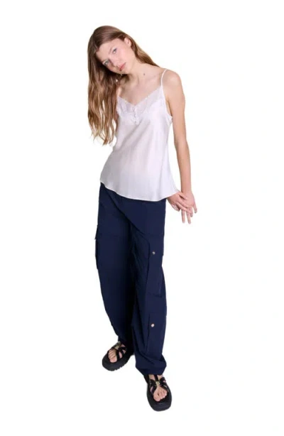 Maje Silk Satin And Lace Top In White