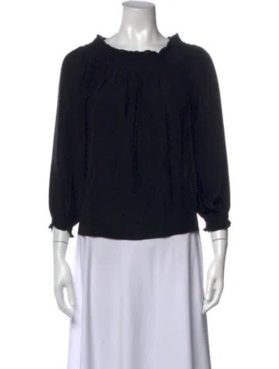 Pre-owned Maje Silk Scoop Neck Blouse In Black