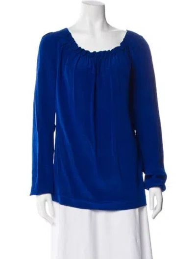 Pre-owned Maje Silk Scoop Neck Blouse In Blue