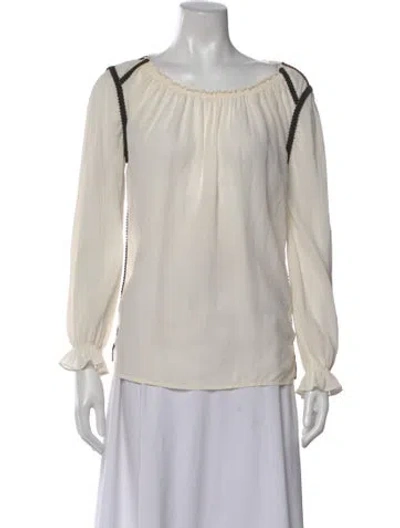 Pre-owned Maje Silk Scoop Neck Blouse In Gray