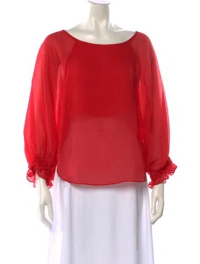 Pre-owned Maje Silk Scoop Neck Blouse In Red