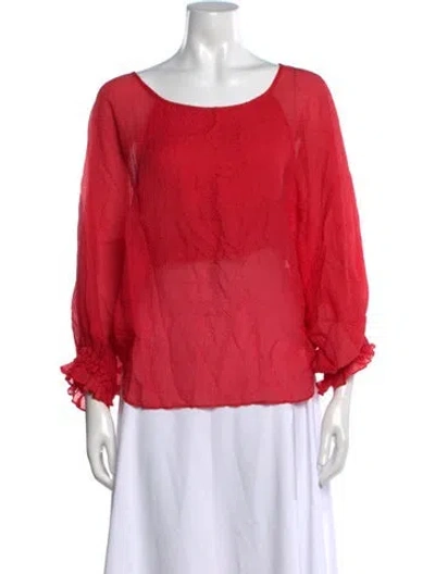 Pre-owned Maje Silk Scoop Neck Blouse In Red