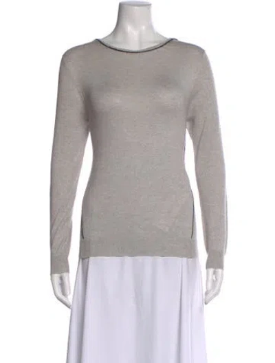 Pre-owned Maje Silk Scoop Neck Sweater In Gray