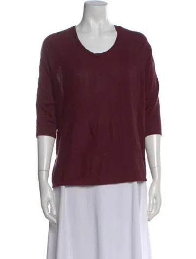Pre-owned Maje Silk Scoop Neck Top In Burgundy