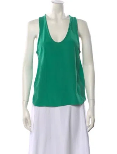 Pre-owned Maje Silk Scoop Neck Top In Green
