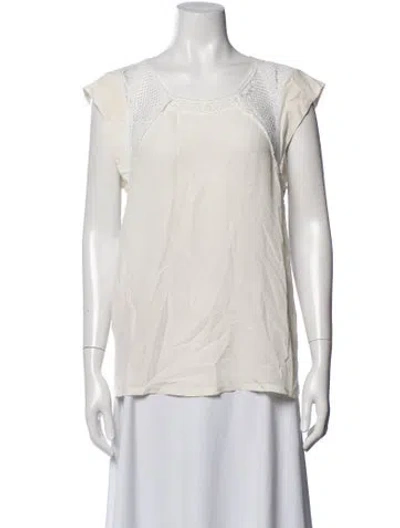 Pre-owned Maje Silk Scoop Neck Top In Neutrals