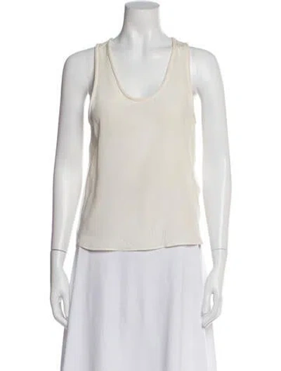 Pre-owned Maje Silk Scoop Neck Top In White
