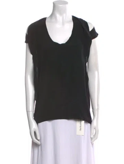 Pre-owned Maje Silk Scoop Neck T-shirt In Black