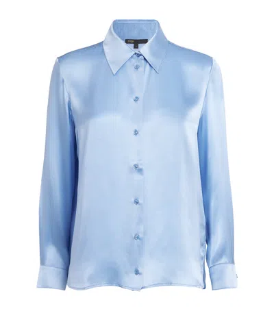 Maje Silk Shirt In Blue