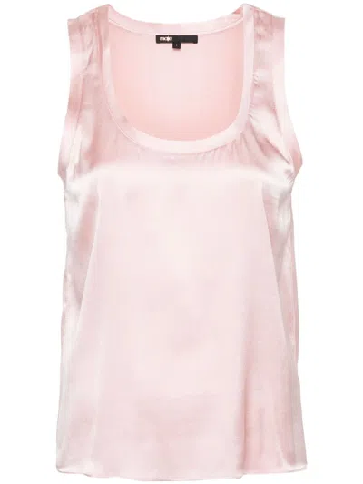 Maje Silk Sleeveless Top In Pale Pink